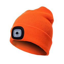Beanie Hat med light unisex usb genopladelig beanie cap med lys forlygte beanie orange