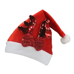 Christmas Bow Elk Gevirer Broderet Santa Hat Far Broderet snemand fløjl