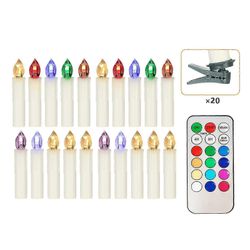 unbrand 30 kpl liekittömiä kynttilöitä kaukosäätimellä Realistinen värinvaihto LED-kynttilät Akkukäyttöinen joulukuusi välkkyvät kartiokynttilänval...