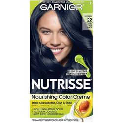 Garnier Nutrisse Nourishing Hair Color Creme, 22 Intense Blue Black, 1 Kit