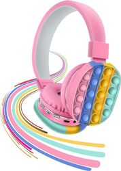 Bluetooth-kuulokkeet kuplalla, suositut sormenpäät Lelukuulokkeet Värikäs Stereo Langaton Bluetooth-kuulokemikrofoni (vaaleanpunainen)