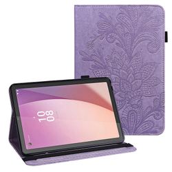 Lenovo Tab M9 kukka painatus tabletin kansi PU nahka jalusta lompakko suojakotelo - violetti Monivärinen Purple