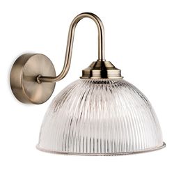 Firstlight Lighting Ashford 1 Lys væg lys antik messing med klare ribbede glas, E14