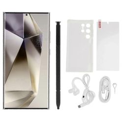 unbrand S24 Ultra -älypuhelimelle 6,75 tuuman HD-näyttö 12 Gt 256 Gt Sim Dual Standby Android-puhelimelle Sisäänrakennettu kynä Harmaa