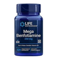 Life Extension Käyttöiän pidentäminen Mega Benfotiamiini, 250 mg, 120 vcaps (pakkaus 1)