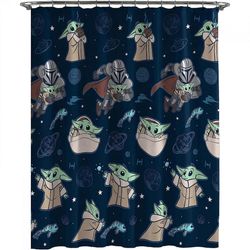 Star Wars Mandalorian Grogu -suihkuverho Sininen