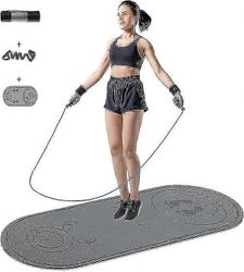 Jump Rope Mat Fitness Jump Mat, luistamattomat harjoitusmatot Harmaa 140cm*60cm*12mm