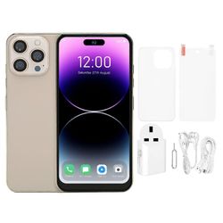 i14promax älypuhelin Android 10.0 6.6 tuuman näyttö 4GLTE 5GWiFi 4GB RAM 64GB ROM 2280 x 3200 100240V UK Plug Gold