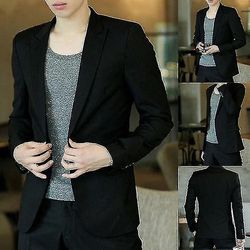 Mænd Daily Business Slim Style Casual Blazer Coat sort L