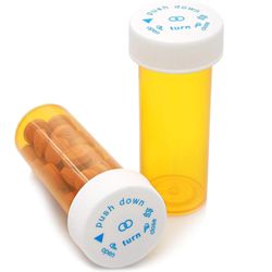 12 pakke tomme pilleflasker med korker for reseptbelagte medisiner, 6-dram plastflasker (oransje)