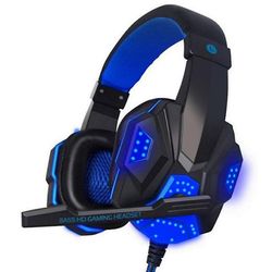 Duqi Gaming headset med mikrofon og led lys Blå