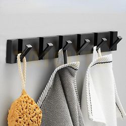 Zch Foldbar håndklædeholder til badeværelse køkken soveværelse korridor All Black 6 Hook