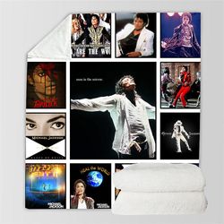 Bolongking Michael Jackson 3d trykt Fleece teppe for senger Vandring Picnic Thick Quilt Fasjonable Sengeteppe Sherpa Kast Teppe 01 1 150x200cm