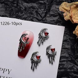 Retro Dark Punk 3d Nail Art Charms Alloy Tips Skull Rhineston Decor Halloween H1226