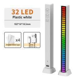 RGB RytmeGenkendelse Lys lydstyring lyser musik reaktiv atmosfære lampe Hvid USB Powered