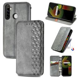 Kompatibel med Realme 6i Flip Case Etui Vintage Wallet Flip Cover med magnetisk lukning Coque - Blå grå