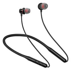 Coosilo Sort hængende hals Bluetooth headset, silikone In-ear magnetiske trådløse hovedtelefoner