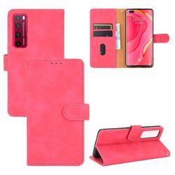 Etui til Huawei Nova 7 Pro Cover Premium læder med kortholder Flip Folio magnetisk etui etui coque - sort Pink