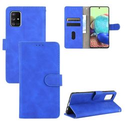 Etui til Samsung Galaxy A71 5g Cover Premium Læder med kortholder Flip Folio magnetisk etui Etui Coque - Sort Blå