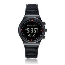 Muslimi Azan Katso rukousta Qibla-kompassilla Adhan Alarm Hijri Islamic Al Harameen Fajr Time Wristwatch Multi Languages Black Black