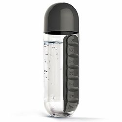 Witdreamer Rejse vandflaske med pilleholder boks Sort