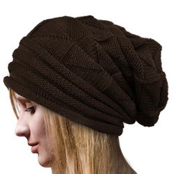Besser Herre Dame Strikket Slouch Hue Cap Varmere Kaffe