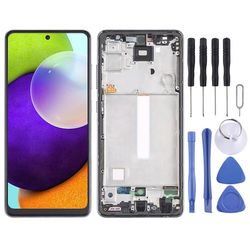 Wigento Til Samsung Galaxy A52 5G SM-A525-skærm fuld LCD med rammeenhed Touch Spare Part Repair Black Sort