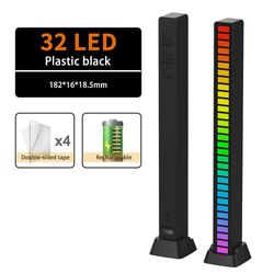 RGB RytmeGenkendelse Lys lydstyring lyser musik reaktiv atmosfære lampe Sort USB Rechargeable