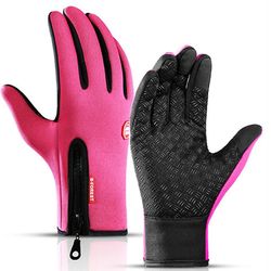 Eveltek Vinterfløjls cykelhandsker til mænd Pink XL