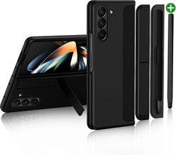 Lisade Z Fold 5-fodral med penna, matt stötsäkert repfodral för Samsung Galaxy Z Fold 5 med pennhållare och kickstand Svart