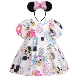 2 stk Minnie sæt A 2022 Sommer Baby pige kjole Mickey Minnie Mouse Børn Prinsesse kjoler Pige Pufærme Til fest fødselsdag Prom kjole 41.47 4T Size110