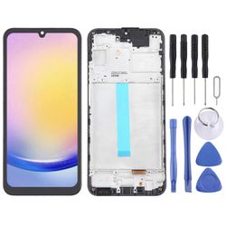 Samsung Galaxy A25 SM-A256B 6,36 tuuman OLED LCD-näytön digitoija Täysi kokoonpano kehyksellä (musta)