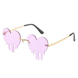 Liltop Unisex Fashion Heart Solbriller Sjov Fest Rimless Shades Førerbriller Lilla