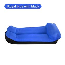 Oppustelig sofa med pude, lys, vandtæt, sammenklappelig, til camping, vandreture, picnic, strand, tilbehør Royal blue and black