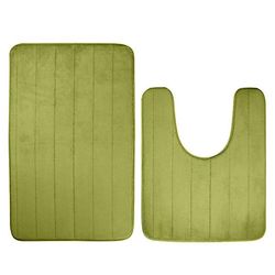 2pcs/set Skridsikker Hukommelse Skum Bad Tæppe + Vaskbar Toilet Mat Sæt Vand absorption til Home Bronze