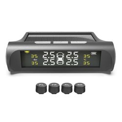 Auton langaton aurinko TPMS LCD-rengaspaineen valvontajärjestelmä + 4 ulkoista anturia
