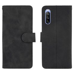 Etui til Sony Xperia 10 Iii Cover Premium læder med kortholder Flip Folio magnetisk etui Etui Coque - sort