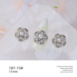Zircon smykker Metal Pearl Bow Vedhæng Heart Diamond Nail Dekoration Materiale 18715