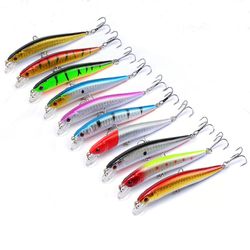 Unbrand 1pcs Minnow Fiskeri Lure 95mm 8g Flydende Hard Bait Wobbler Jig Bait Crankbait Karpe Stribet Bas Pesca Fishing Tackle Swimbait Farve 1