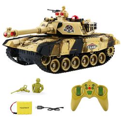 Sajygv Ny 33cm 2.4g Rc Battle Tank Boy med Light Music fjernbetjening Interaktiv køretøj Simluation Gaver 33 cm gul