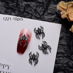 Retro Dark Punk 3d Nail Art Charms Alloy Tips Skull Rhineston Decor Halloween H1221