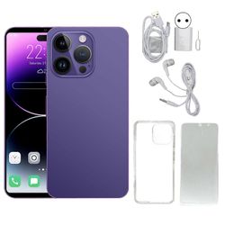 I14 Pro Max 6.1 tuuman matkapuhelin Androd 11.0: lle 4GB 64GB älypuhelintuki 5G kaksikaistainen WiFi 7000mAh akulla 100240V violetti EU Plug