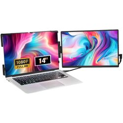 Succebuy Kannettava kannettavan tietokoneen näytön laajennin, 14" FHD 1080P IPS dual extended -näyttö 13"-17" kannettavalle tietokoneelle, yhteenso...