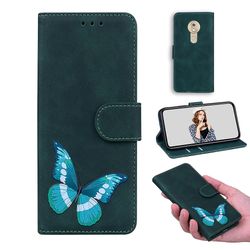 Etui til Motorola Moto G7 Play Butterfly Cover Premium Læder Magnetisk- Pink Grøn