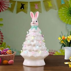 Tianzun Pink Bunny Tree påskedekorasjoner for innendørs vår hjemme soverom Kontorinnredning, bordplate kanin Tree Home Dcor Hvit - Eske