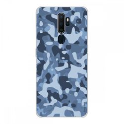 Crazy Kase Hull For Oppo A9 2020 I Silikone Soft 1 Mm, Blå Militær Camouflage