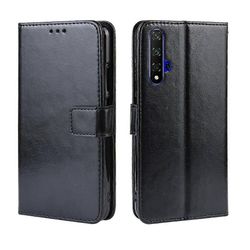 Yhteensopiva Huawei Nova 5T Wallet PU Leather Flip Stand -kotelon kanssa, jossa on korttipaikat Pehmeä TPU-sisäkansi Musta