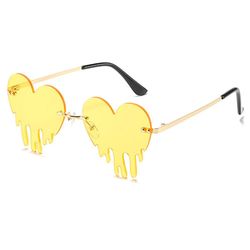 Liltop Unisex Fashion Heart Solbriller Sjov Fest Rimless Shades Førerbriller Gul