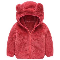 Besser 2-6 år Pige Drenge Fleece Coat Bamse Hættetrøje Rød 4-5 Years