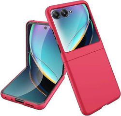 Motorola Razr 50 Ultra -kotelo, jossa on pieni näytönsuoja, ohut matta kova PC sotilasluokan suojakansi Moto Razr 50 Ultralle punainen